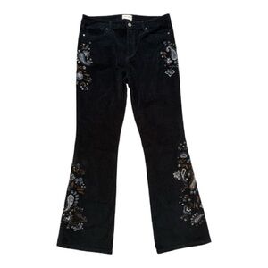Driftwood Wyatt Corduroy Pants Women 30 Embroidered Paisley Boho